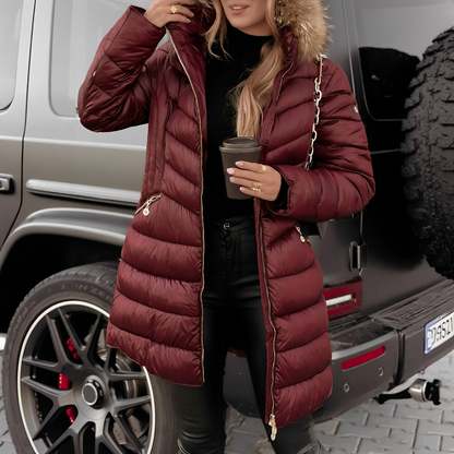 Caroline - Elegancka kurtka z futrzanym kołnierzem dla kobiet