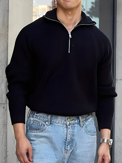 Lucas - Stylowy sweter z połowicznym zamkiem dla mężczyzn