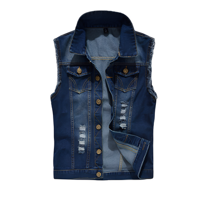 Morley - Retro-jeansowa kamizelka z kieszeniami dla mężczyzn
