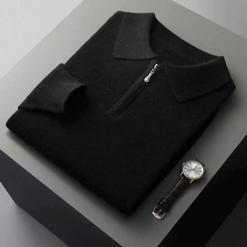 Patrick - Swobodny polo sweter z połowkowym zamkiem dla mężczyzn