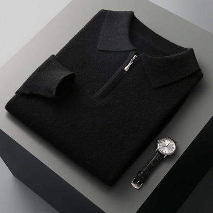 Patrick - Swobodny polo sweter z połowkowym zamkiem dla mężczyzn