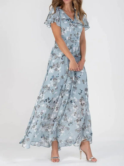 Victoria - Sukienka letnia długa i elegancka z kwiatami