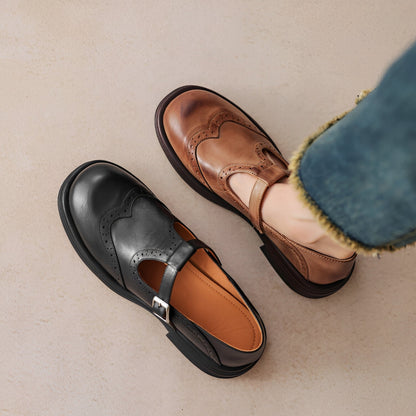 Erika - Retro-buty z grubej skóry dla kobiet