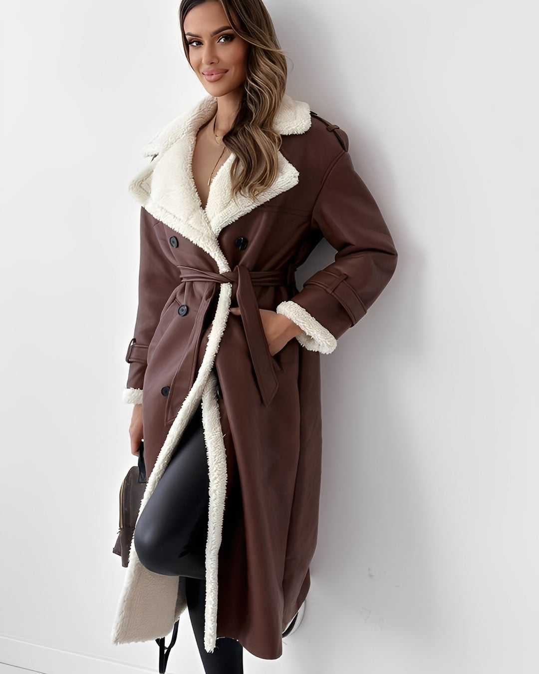 Sally - Elegancki długi płaszcz z pikowaną podszewką dla kobiet