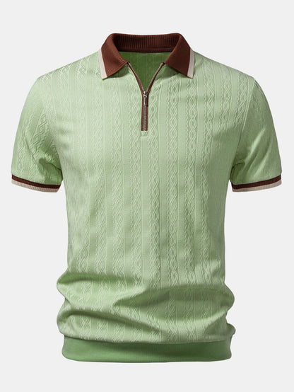 Męska Dzianinowa Koszulka Polo Z Zamkiem Regular Fit