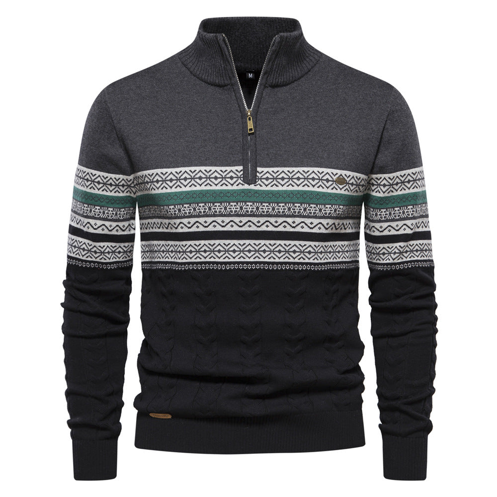 Bryant - Stylowy pasiasty sweter z zamkiem dla mężczyzn