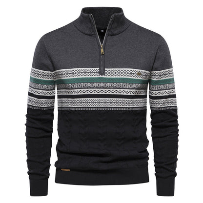 Bryant - Stylowy pasiasty sweter z zamkiem dla mężczyzn