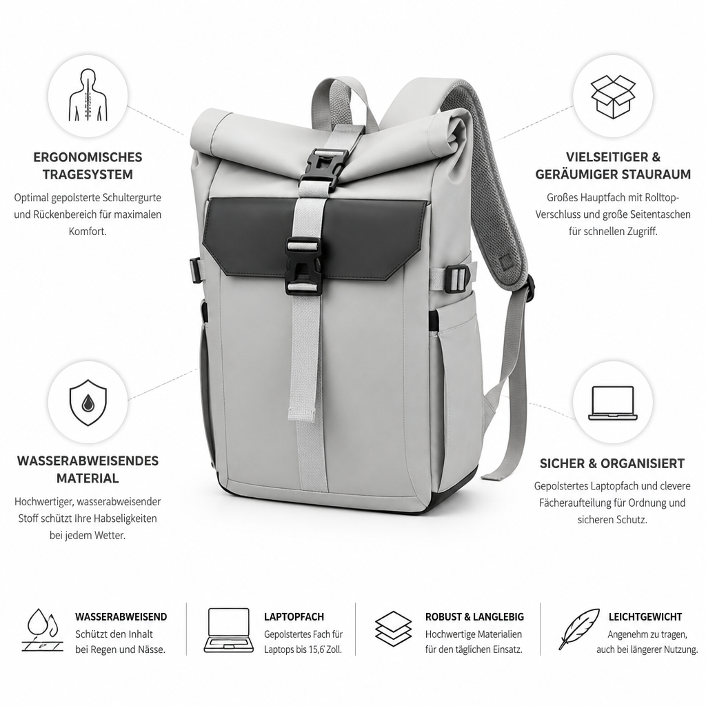 Ergonomiczny plecak na laptopa z pojemną komorą główną