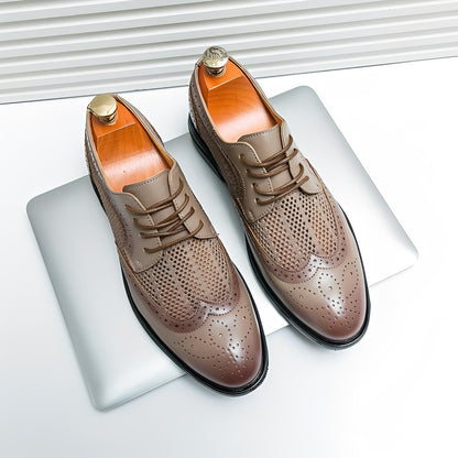 Lawrence - Eleganckie formalne skórzane buty Oxford dla mężczyzn