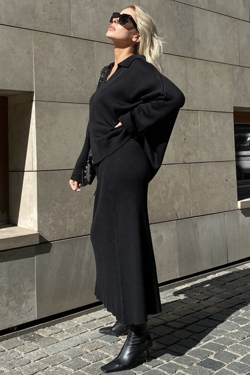 Damski sweter dzianinowy z dekoltem w serek