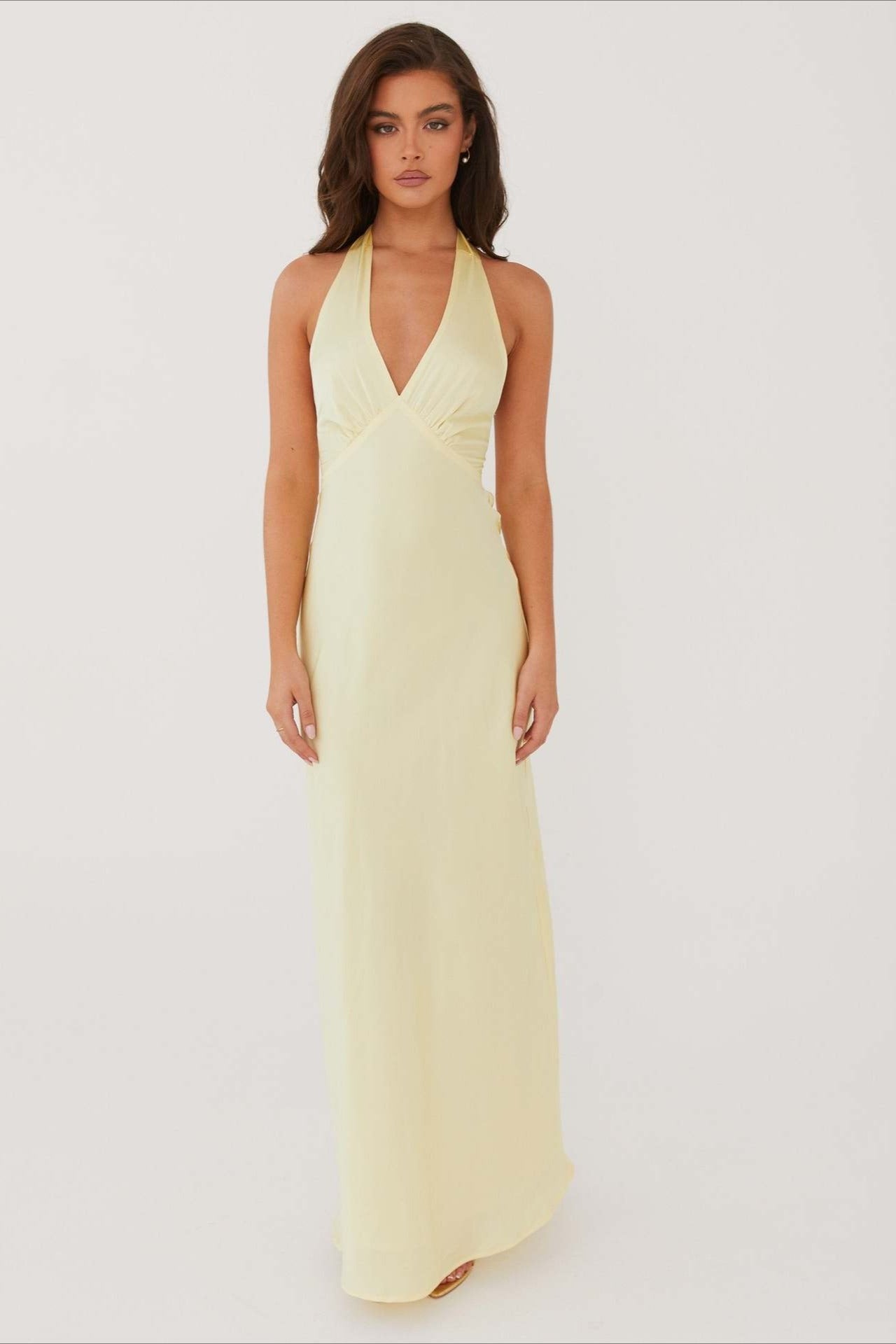 Damska Sukienka Maxi Bodycon Z Dekoltem V