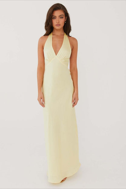 Damska Sukienka Maxi Bodycon Z Dekoltem V