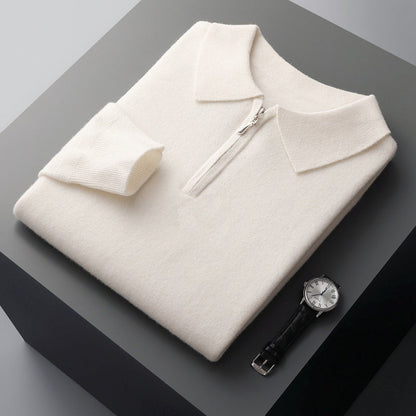 Patrick - Swobodny polo sweter z połowkowym zamkiem dla mężczyzn