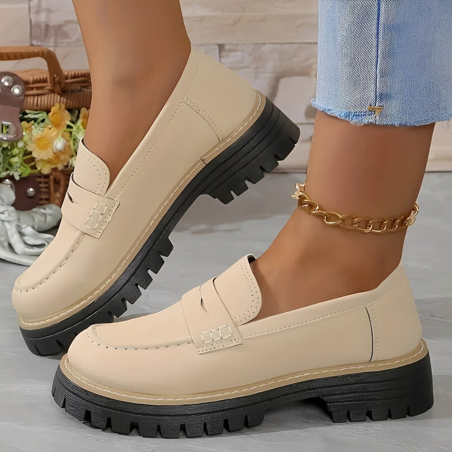 Elise - Stylowe matowe platformowe loafers dla kobiet