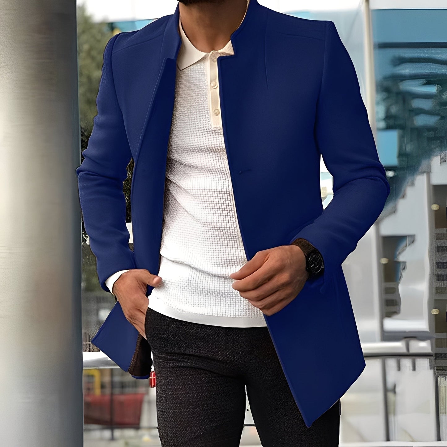 Jones - Formalny płaszcz slim-fit z wełny dla mężczyzn