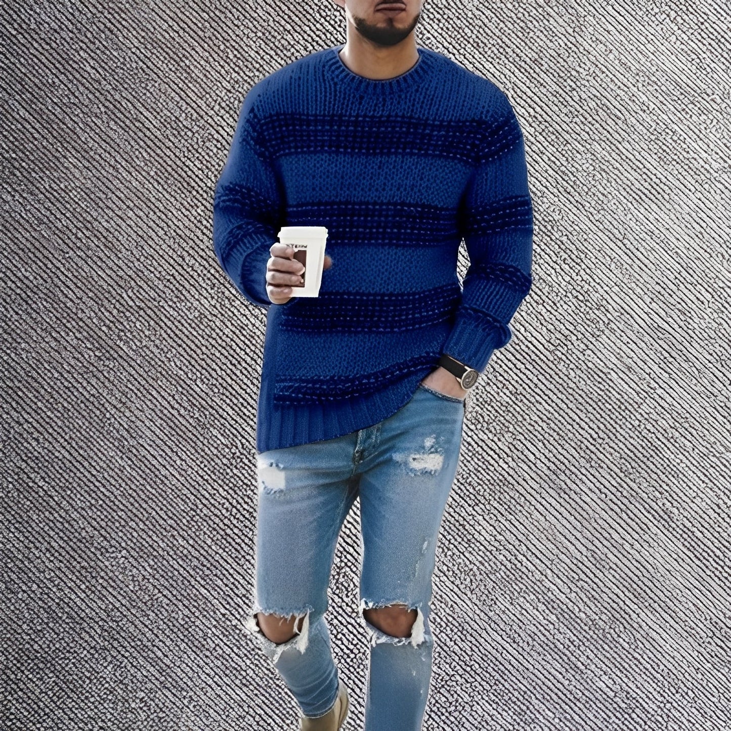Ronnie - Luźny pasiasty sweter dla mężczyzn