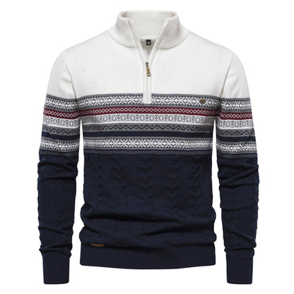 Bryant - Stylowy pasiasty sweter z zamkiem dla mężczyzn