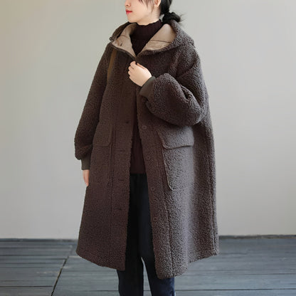 Sophie - Sztuczne futro płaszcz w rozmiarze oversize z kapturem dla kobiet