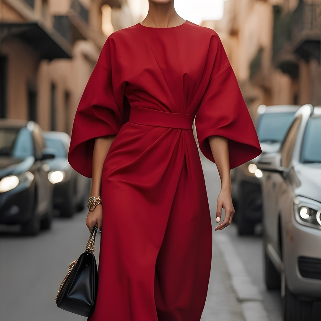 Lauriane - Sukienka elegancka z rękawami latarnianymi dla kobiet
