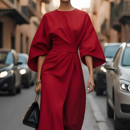 Lauriane - Sukienka elegancka z rękawami latarnianymi dla kobiet