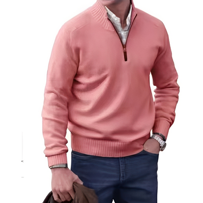 Matéo - Sweter z dzianiny z połowym zamkiem dla mężczyzn