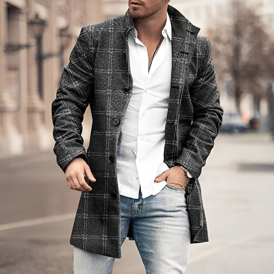 Louison - Męski długi elegancki płaszcz z guzikami