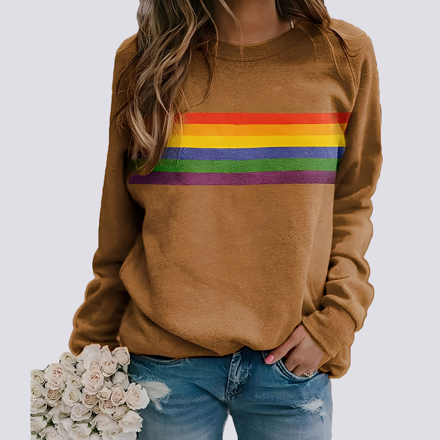 Roseann - Stylowy sweter z kolorowym nadrukiem dla kobiet