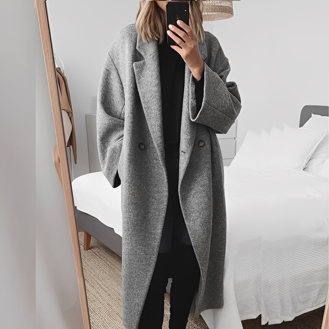 Marjolaine - Elegancki oversize płaszcz z guzikami dla kobiet