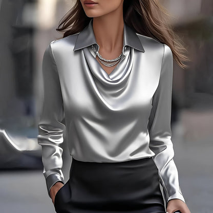 Sélène - Elegancka bluzka z drapowanym kołnierzem dla kobiet