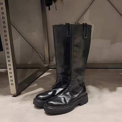 Christine - Eleganckie długie skórzane buty damskie