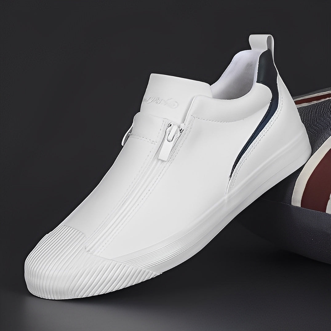 Jerred - Nowoczesne skórzane męskie buty z zamkiem