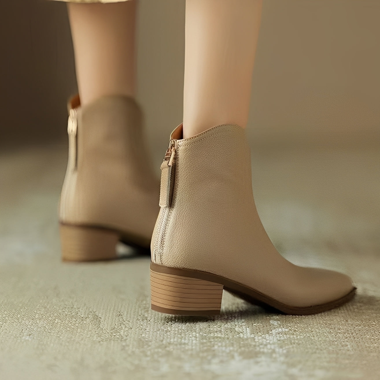 Abbie - Luźne krótkie skórzane buty dla kobiet