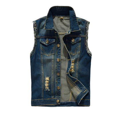 Morley - Retro-jeansowa kamizelka z kieszeniami dla mężczyzn