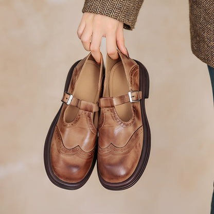 Erika - Retro-buty z grubej skóry dla kobiet