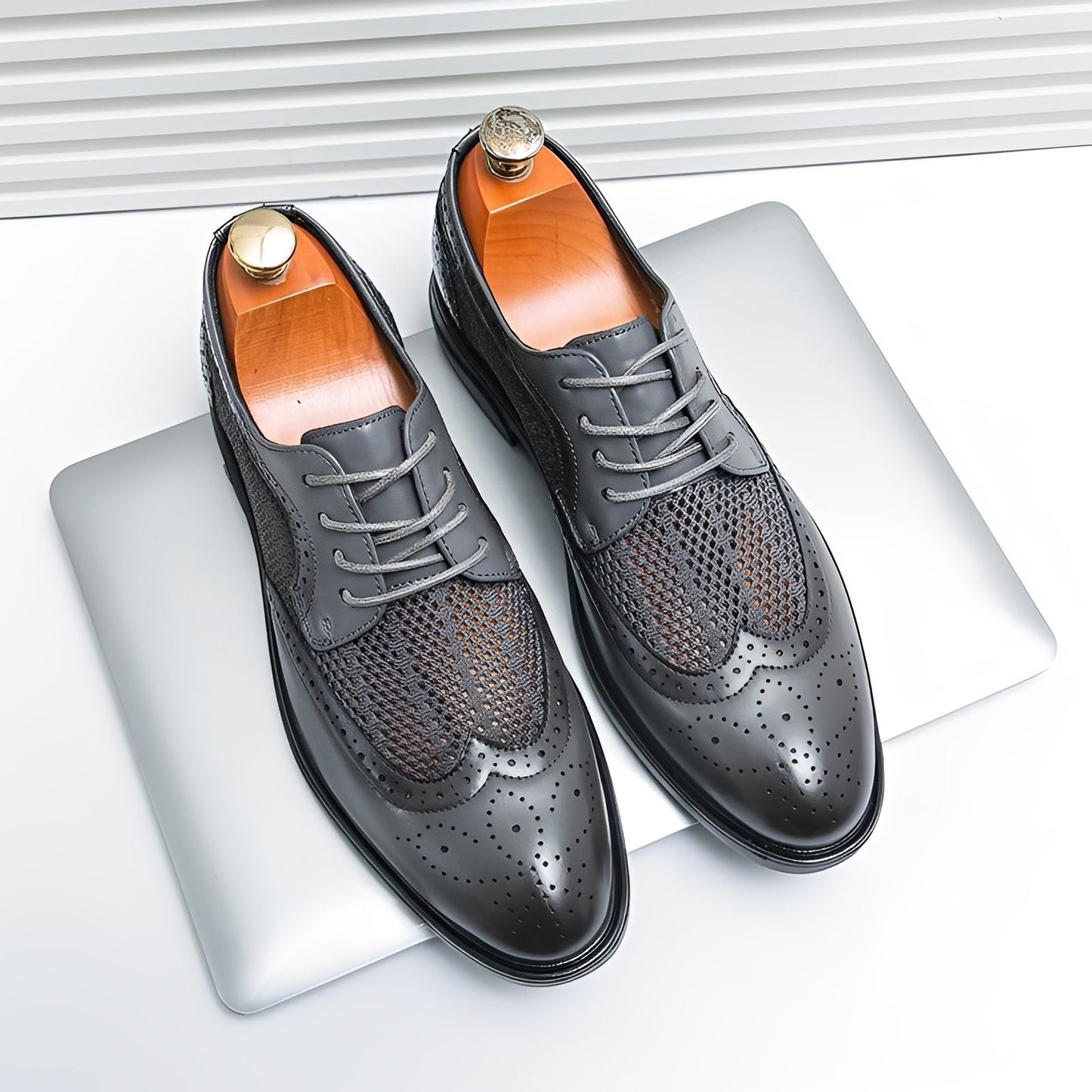 Lawrence - Eleganckie formalne skórzane buty Oxford dla mężczyzn