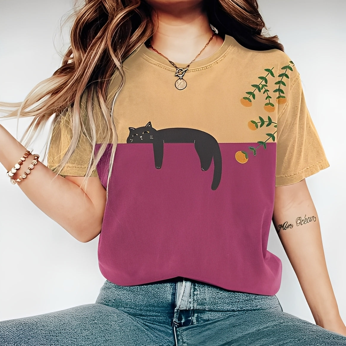 Alvina - Luźny T-Shirt z motywem dla kobiet