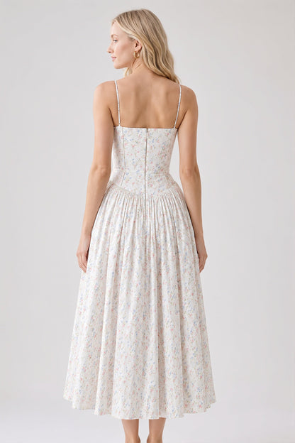 Damska sukienka maxi slim fit w kwiaty widok z tyłu