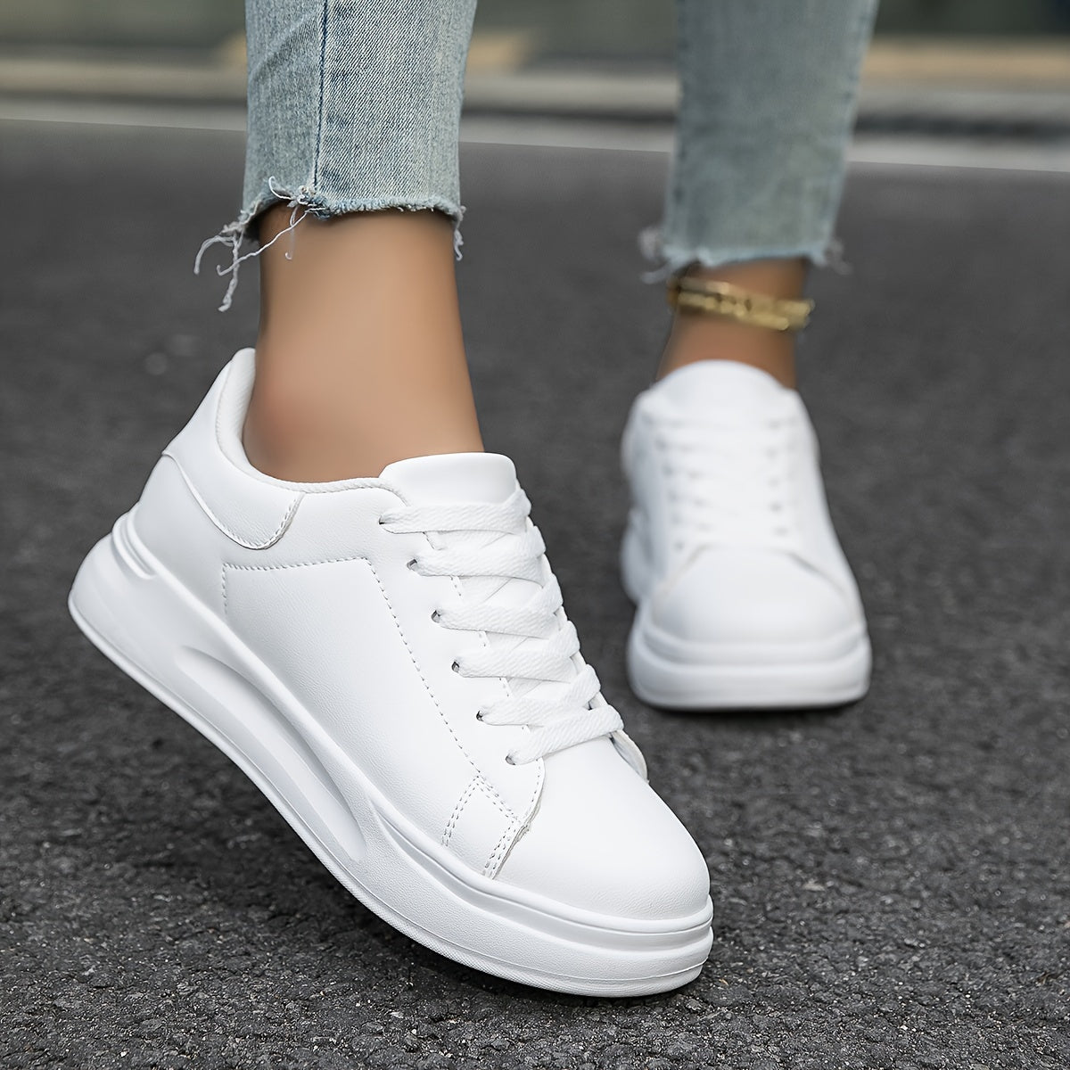 Romy - Buty skórzane białe o czystym wyglądzie