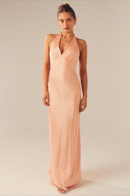 Damska Sukienka Maxi Bodycon Z Dekoltem V