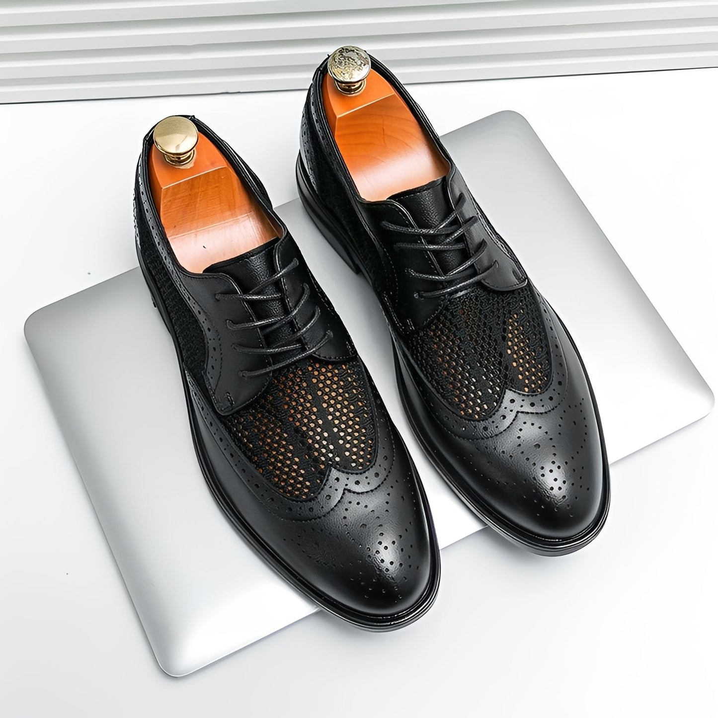 Lawrence - Eleganckie formalne skórzane buty Oxford dla mężczyzn
