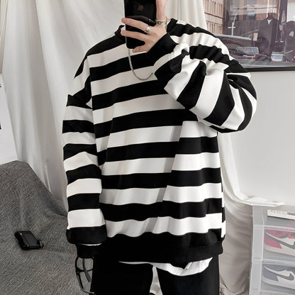 Christian - Oversized-sweterek z dzianiny w paski dla mężczyzn