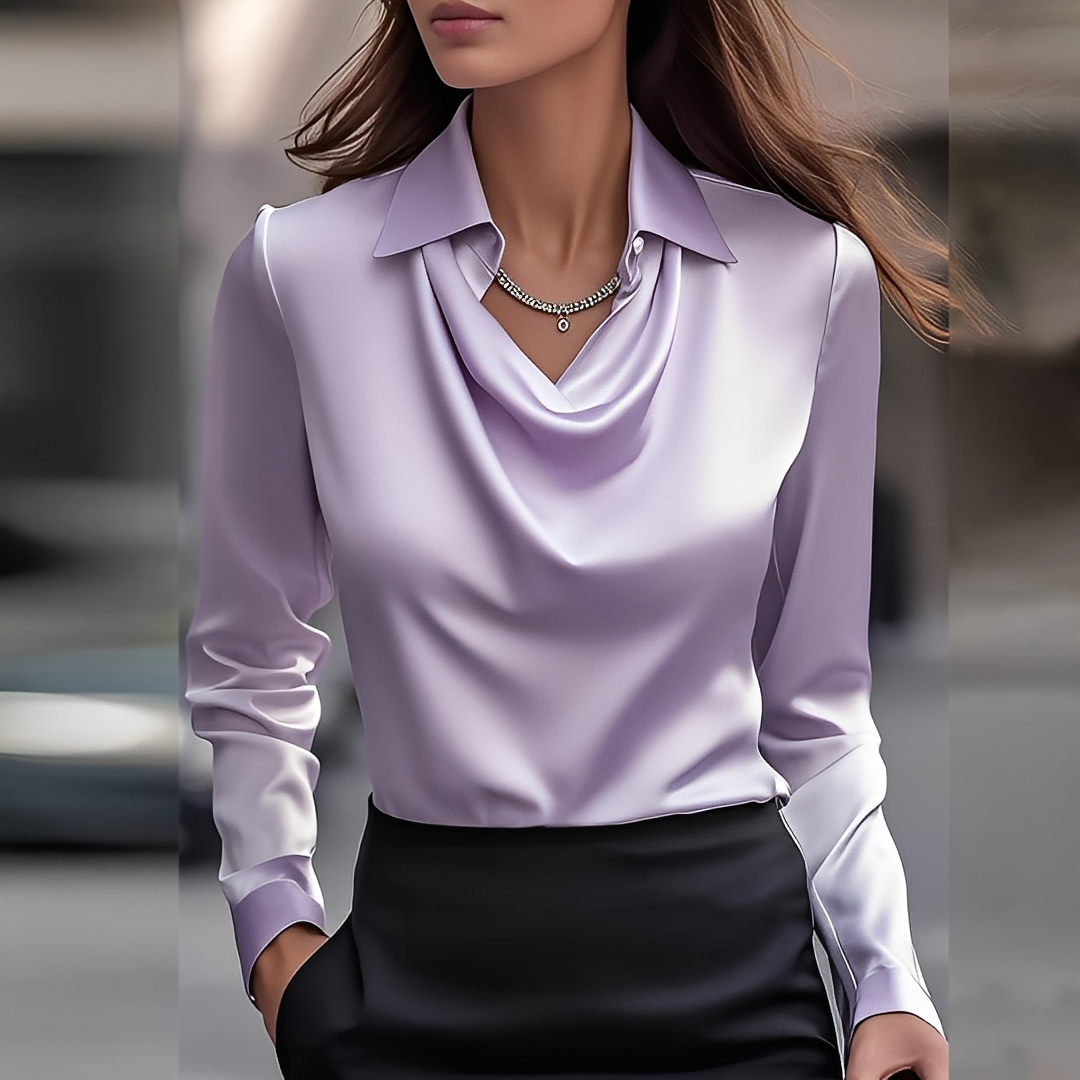 Sélène - Elegancka bluzka z drapowanym kołnierzem dla kobiet
