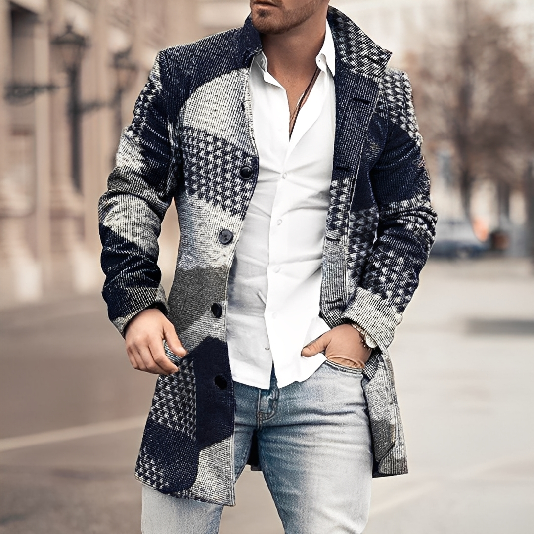 Louison - Męski długi elegancki płaszcz z guzikami