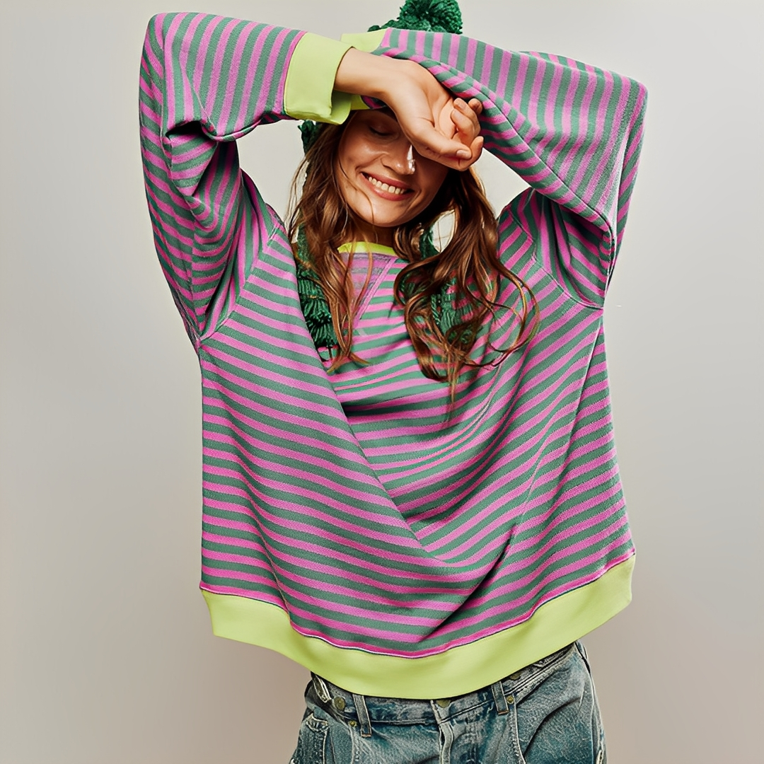 Pénélope - Sweter oversize w paski dla kobiet