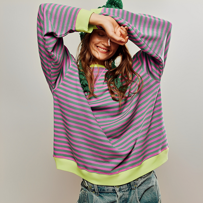 Pénélope - Sweter oversize w paski dla kobiet
