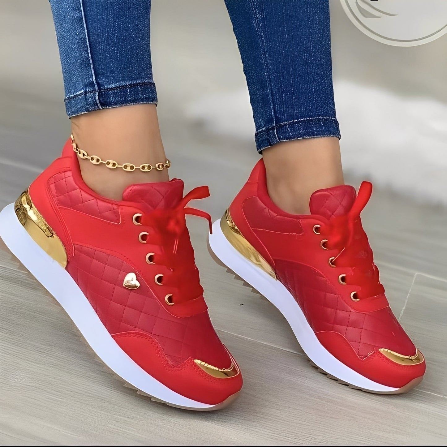 Agnès - Damskie buty sznurowane z wzorem w kratkę