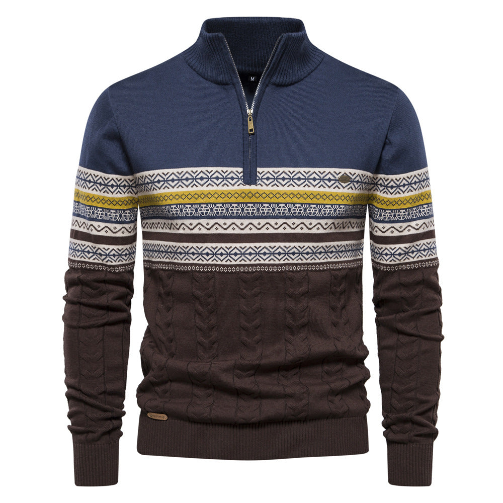 Bryant - Stylowy pasiasty sweter z zamkiem dla mężczyzn