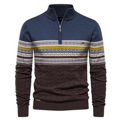 Bryant - Stylowy pasiasty sweter z zamkiem dla mężczyzn