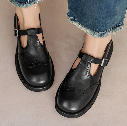 Erika - Retro-buty z grubej skóry dla kobiet