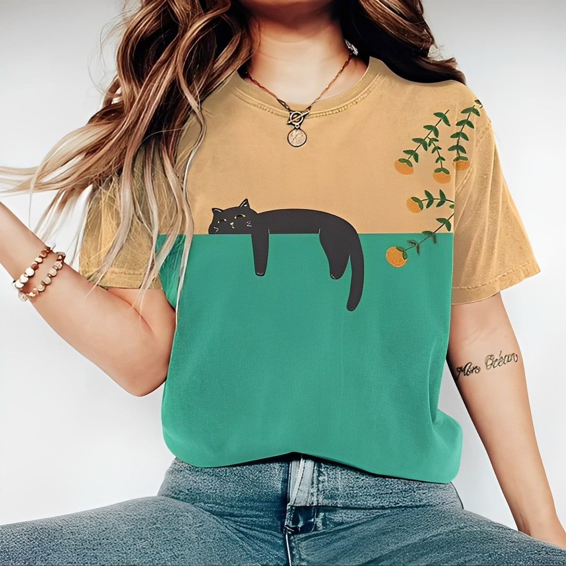Alvina - Luźny T-Shirt z motywem dla kobiet